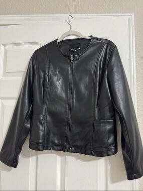 bagatelle Black Faux Leather Zip-Front Jacket